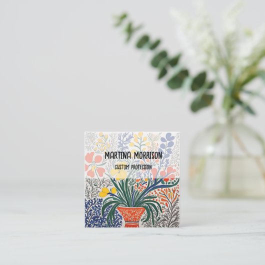 花瓶と野生の花 スクエア名刺 (スタンド正面)