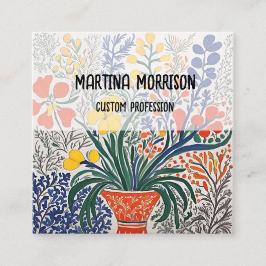 花瓶と野生の花 スクエア名刺 (正面)