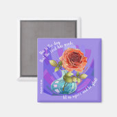 花瓶にピンクのバラ、詩篇118:24から マグネット (正面/裏面)