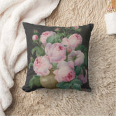 花瓶にピンクのバラ – Pierre Joseph Redoue クッション (ブランケット)