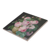 花瓶にピンクのバラ – Pierre Joseph Redoue タイル (側面)