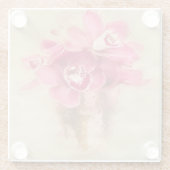 花瓶にピンクのラン ガラスコースター (裏面)