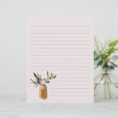 花瓶に並んだオリーブの木の文房具紙 (スタンド正面)