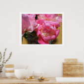 花瓶に入ったピンクの牡丹 ポスター (キッチン)