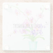 花瓶に入ったピンクの蘭の花 ガラスコースター (裏面)