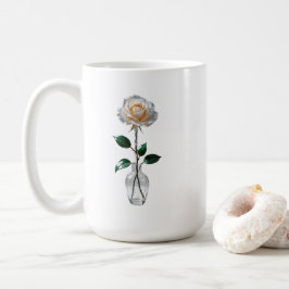 花瓶に入った白いバラ コーヒーマグカップ