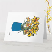 花瓶に咲く連続したラインダッフル カード (黄色い花)