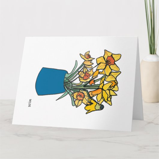 花瓶に咲く連続したラインダッフル カード (正面)