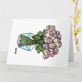 花瓶に咲く連続した線花 カード (黄色い花)