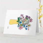 花瓶に咲く連続した線花 カード (黄色い花)