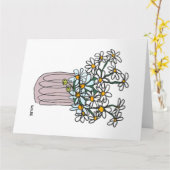 花瓶に咲く連続した線花 カード (黄色い花)