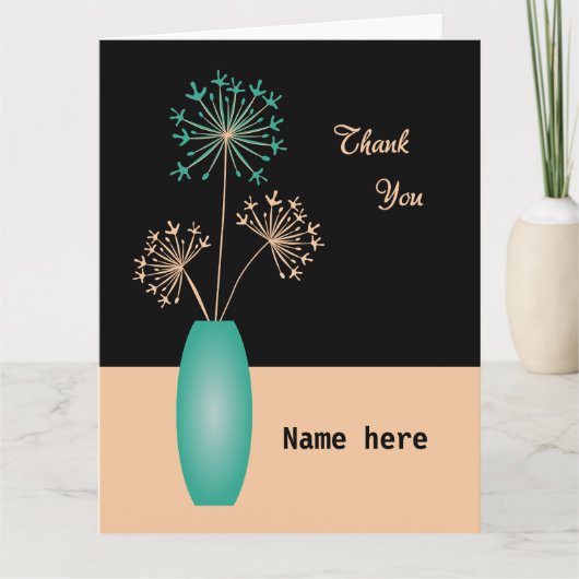 花瓶に感謝してい花の名前を追加する サンキューカード (正面)