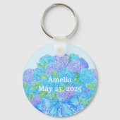 花瓶に描いた手描きのあじさい キーホルダー (正面)