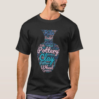 花瓶に文字を入れた陶器の言葉の雲 Tシャツ