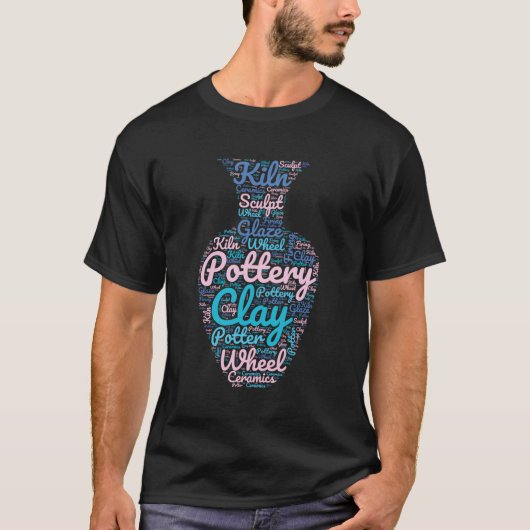 花瓶に文字を入れた陶器の言葉の雲 Tシャツ (正面)