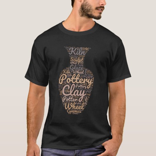 花瓶に文字を入れた陶器の言葉の雲 Tシャツ (正面)