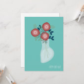 花瓶に活けたシンプルなカントリー風の花のバースデーカード カード (正面/裏面インサイチュ)