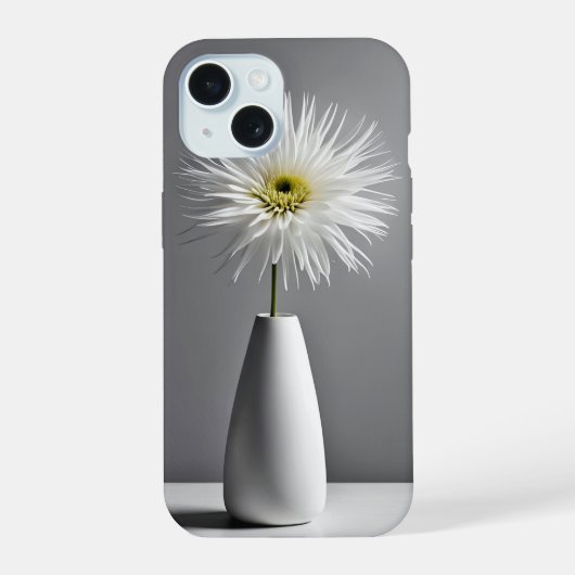 花瓶に活けたシンプルな花 iPhone 15ケース (裏面)