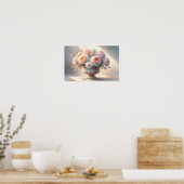花瓶に活けたバラの絵 ポスター (キッチン)