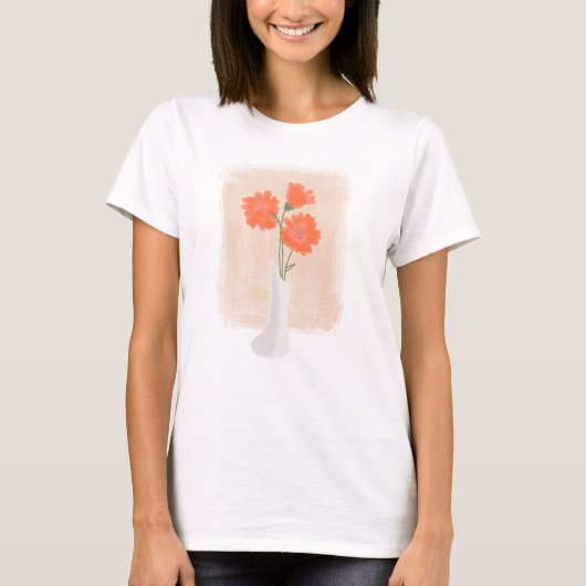 花瓶に活けた優雅な水彩花 Tシャツ (正面)