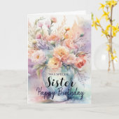 花瓶に活けた幸せな花 妹 誕生日 カード (黄色い花)