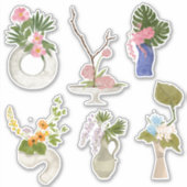 花瓶に活けた花のカスタムカット ビニールステッカー シール (正面)