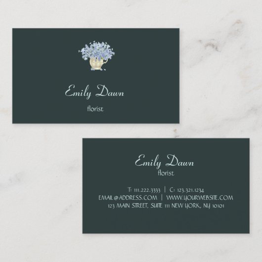花瓶に灰色の青い花 名刺 (正面/裏面)