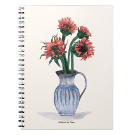 花瓶に生けた花の水彩画 ノートブック