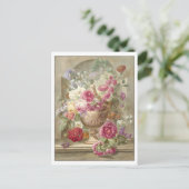 花瓶に生けた花の絵画 ポストカード (スタンド正面)
