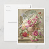 花瓶に生けた花の絵画 ポストカード (正面/裏面)