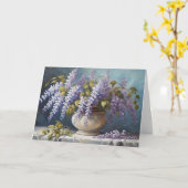 花瓶に生けた藤の花のブーケ カード (黄色い花)