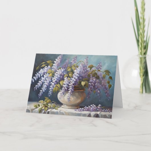 花瓶に生けた藤の花のブーケ カード (正面)