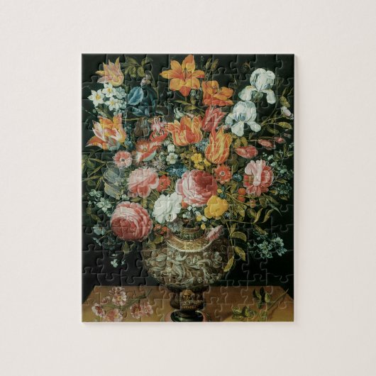 花瓶に生けられたバロック時代の静物画の花 ジグソーパズル (縦)