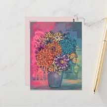 花瓶に絵を描ある水色の花