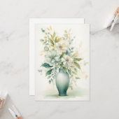 花瓶に美しい花ハローフラット カード (正面/裏面インサイチュ)