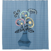 花瓶に花を入れて四季折り シャワーカーテン (正面)