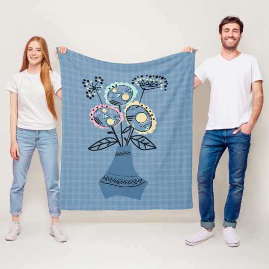 花瓶に花を入れて四季折り フリースブランケット (インサイチュ)