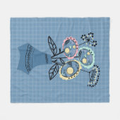 花瓶に花を入れて四季折り フリースブランケット (正面(横))