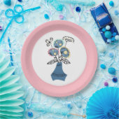 花瓶に花を入れて四季折り ペーパープレート (パーティー)