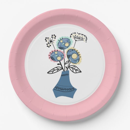 花瓶に花を入れて四季折り ペーパープレート (正面)