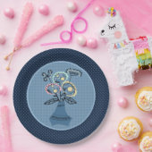 花瓶に花を入れて四季折り ペーパープレート (パーティー)