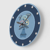 花瓶に花を入れて四季折り ラージ壁時計 (傾斜)