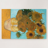 花瓶に12本のひまわり絵画（静物） ジグソーパズル (横)
