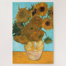 花瓶に12本のひまわり絵画（静物）