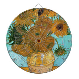 花瓶に12本のひまわり絵画（静物） ダーツボード