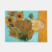 花瓶に12本のひまわり絵画（静物） ドアマット (正面)