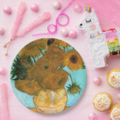 花瓶に12本のひまわり絵画（静物） ペーパープレート (パーティー)