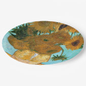 花瓶に12本のひまわり絵画（静物） ペーパープレート (アングル)