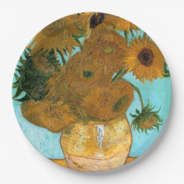 花瓶に12本のひまわり絵画（静物） ペーパープレート