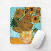 花瓶に12本のひまわり絵画（静物） マウスパッド (マウス)